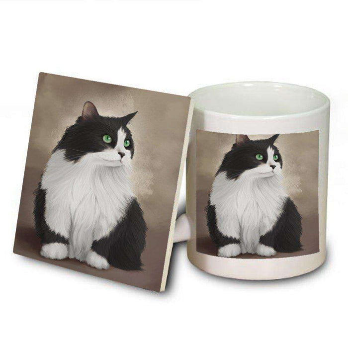 Black And White Persian Cat Mug and Coaster Set