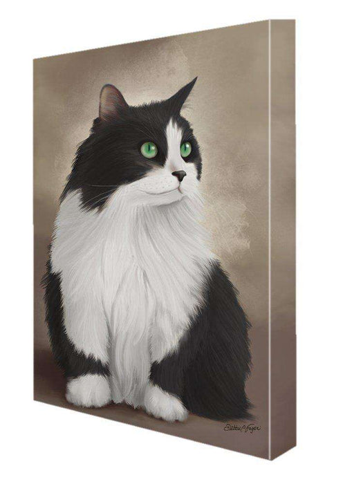 Black And White Persian Cat Painting Printed on Canvas Wall Art Signed