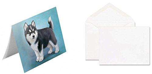 Black And White Siberian Husky Puppy Dog Handmade Artwork Assorted Pets Greeting Cards and Note Cards with Envelopes for All Occasions and Holiday Seasons