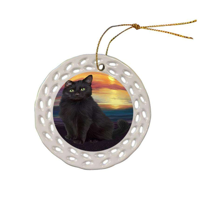Black Cat Ceramic Doily Ornament DPOR51738