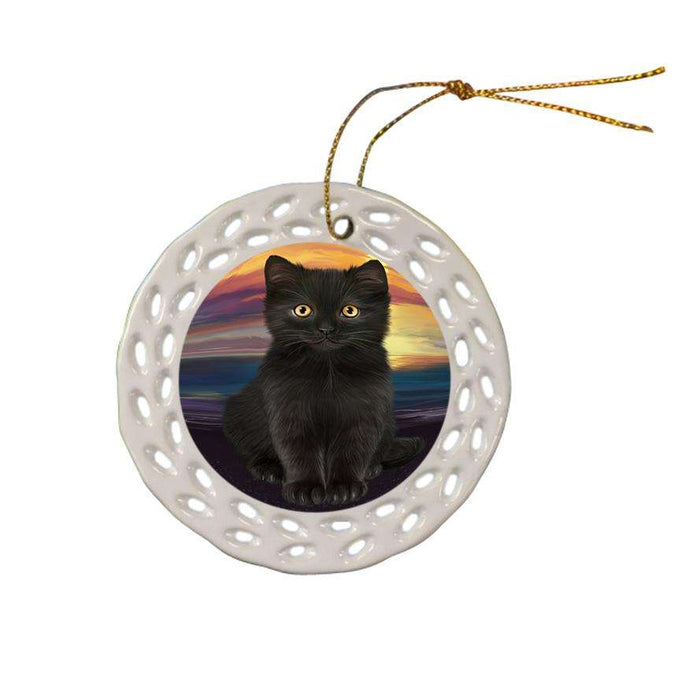 Black Cat Ceramic Doily Ornament DPOR51739
