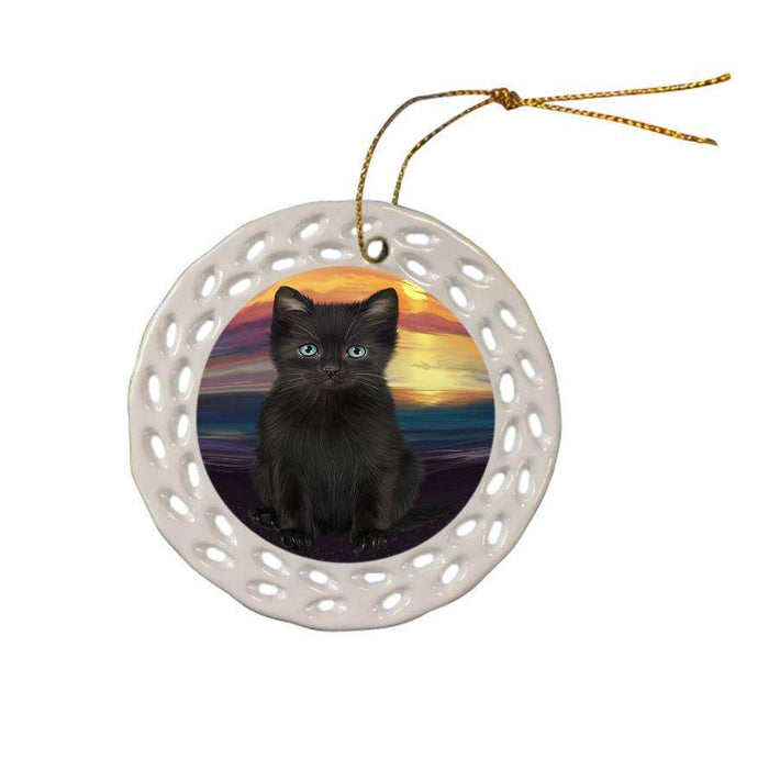Black Cat Ceramic Doily Ornament DPOR51740