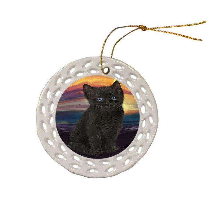 Black Cat Ceramic Doily Ornament DPOR51741