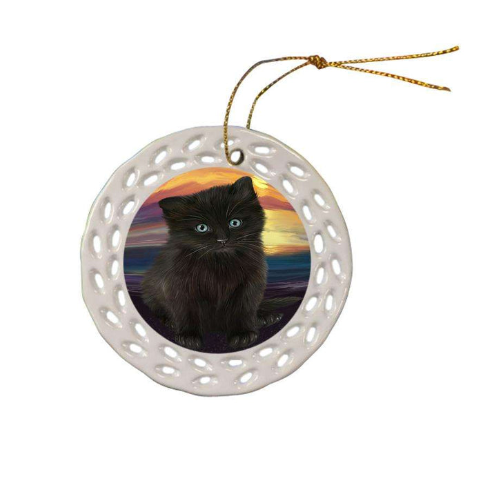Black Cat Ceramic Doily Ornament DPOR51742
