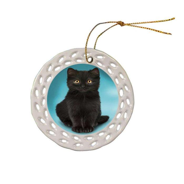 Black Cat Ceramic Doily Ornament DPOR51743