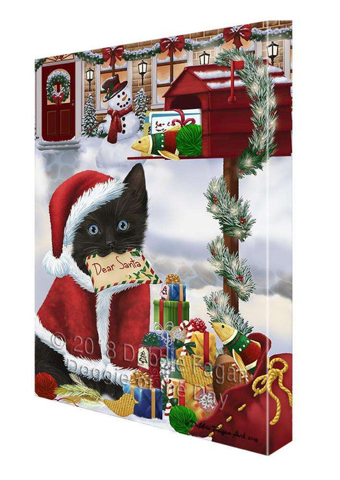 Black Cat Dear Santa Letter Christmas Holiday Mailbox Canvas Print Wall Art Décor CVS99575