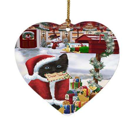 Black Cat Dear Santa Letter Christmas Holiday Mailbox Heart Christmas Ornament HPOR53525