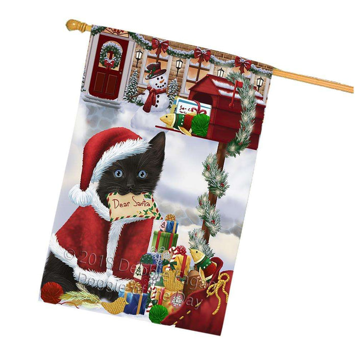 Black Cat Dear Santa Letter Christmas Holiday Mailbox House Flag FLG53723