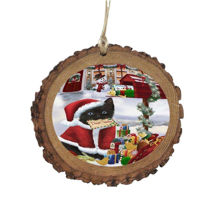 Black Cat Dear Santa Letter Christmas Holiday Mailbox Wooden Christmas Ornament WOR49015