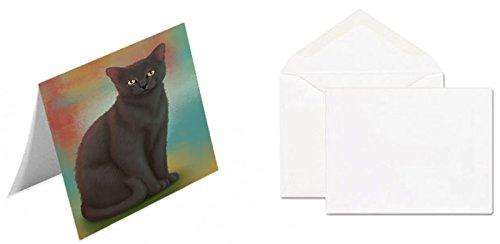 Black Cat Handmade Artwork Assorted Pets Greeting Cards and Note Cards with Envelopes for All Occasions and Holiday Seasons