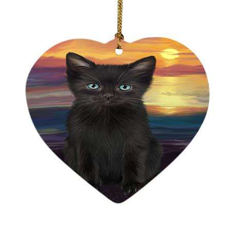 Black Cat Heart Christmas Ornament HPOR51740