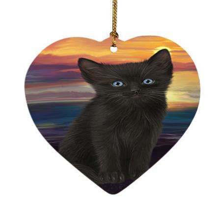 Black Cat Heart Christmas Ornament HPOR51741