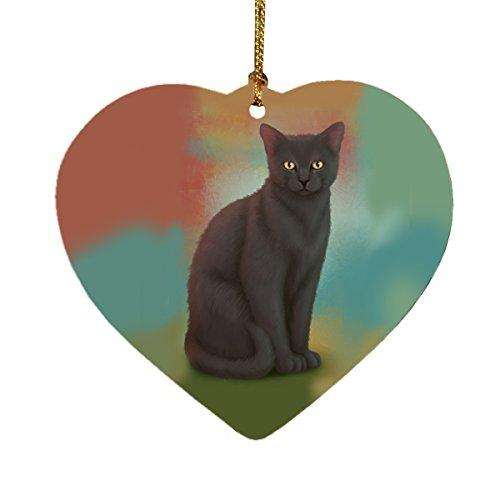 Black Cat Heart Christmas Ornament