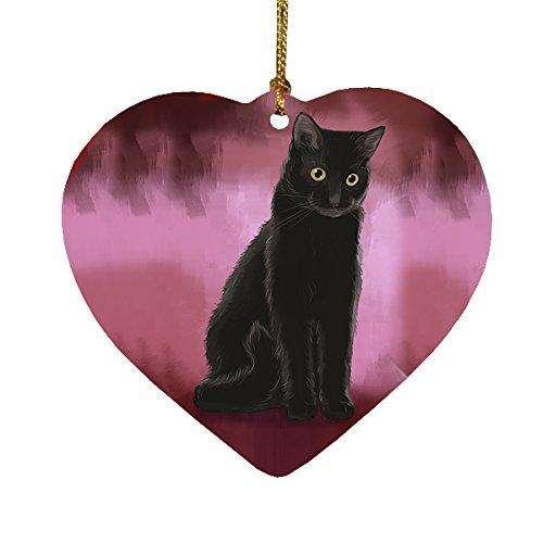 Black Cat Heart Christmas Ornament