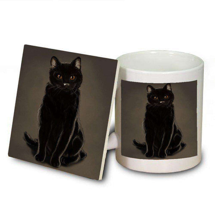 Black Cat Mug and Coaster Set