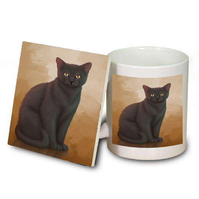 Black Cat Mug and Coaster Set