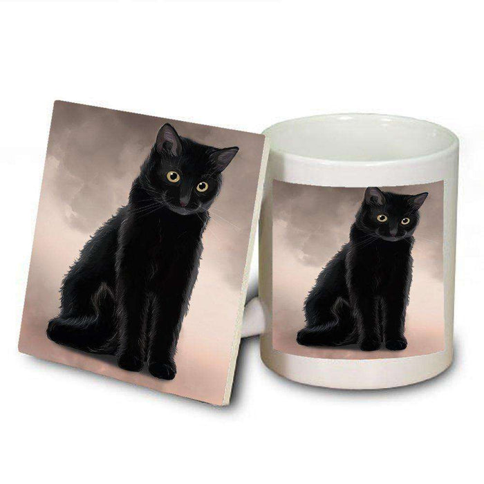 Black Cat Mug and Coaster Set