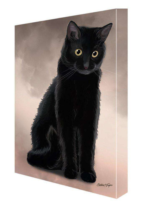 Black Cat Painting Printed on Canvas Wall Art Signed