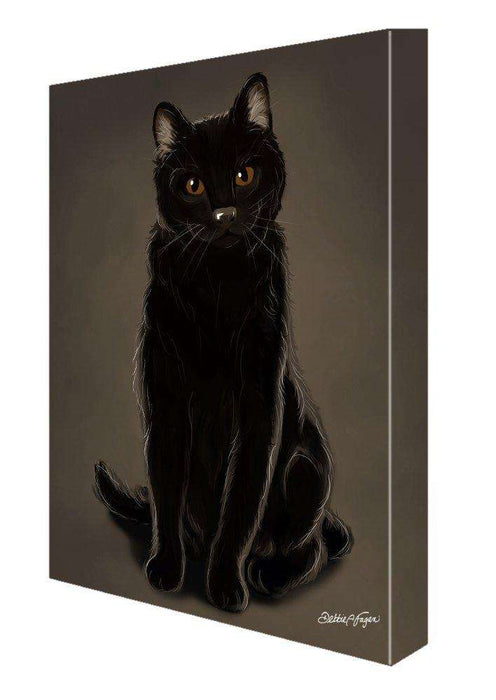 Black Cat Painting Printed on Canvas Wall Art Signed