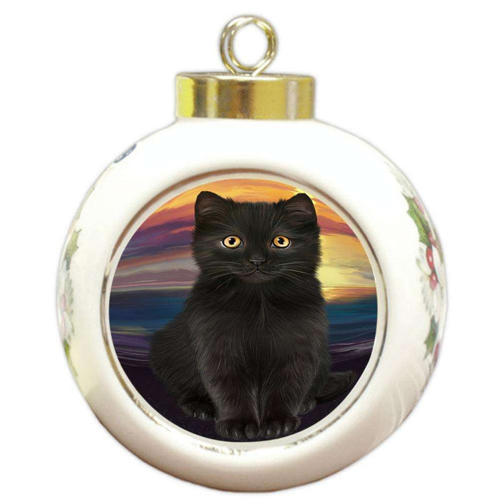 Black Cat Round Ball Christmas Ornament RBPOR51739