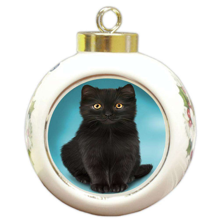 Black Cat Round Ball Christmas Ornament RBPOR51743
