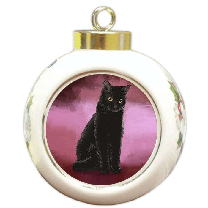 Black Cat Round Ball Christmas Ornament
