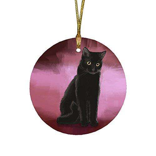 Black Cat Round Christmas Ornament