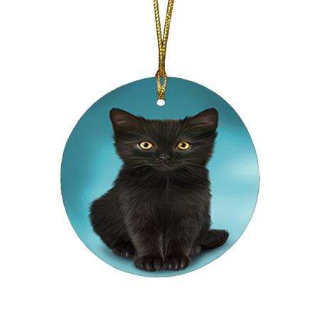 Black Cat Round Flat Christmas Ornament RFPOR51734