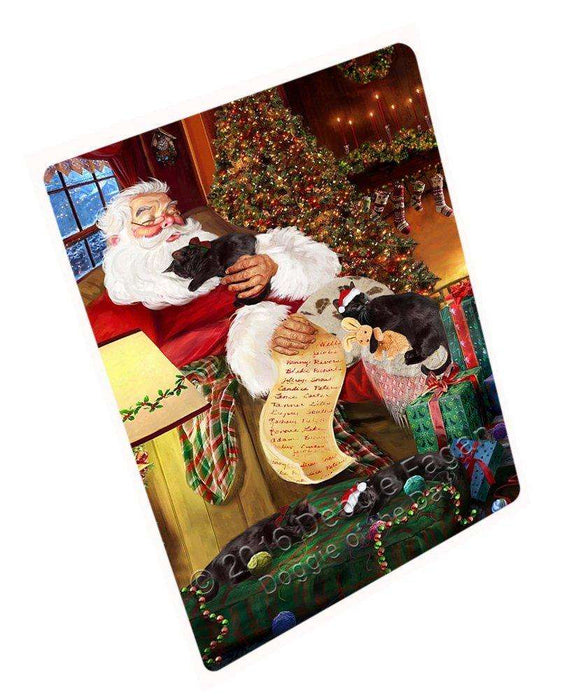Black Cats and Kittens Sleeping with Santa Tempered Cutting Board