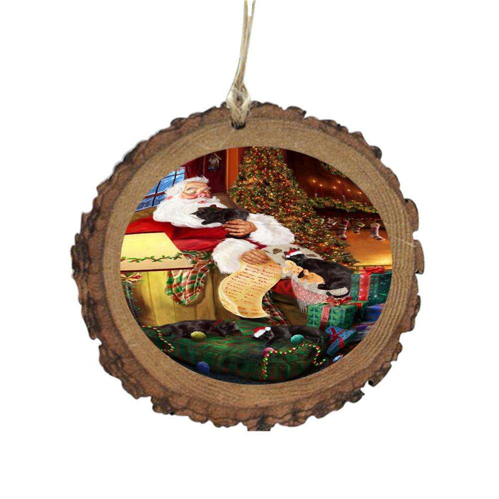 Black Cats and Kittens Sleeping with Santa Wooden Christmas Ornament WOR49251