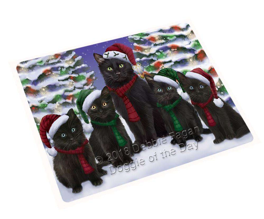 Black Cats Christmas Family Portrait in Holiday Scenic Background Large Refrigerator / Dishwasher Magnet RMAG76434