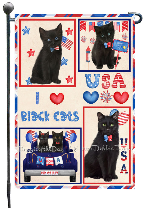 4th of July Independence Day I Love USA Black Cats Garden Flag GFLG66876