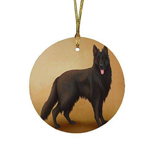 Black German Shepherd Dog Round Christmas Ornament