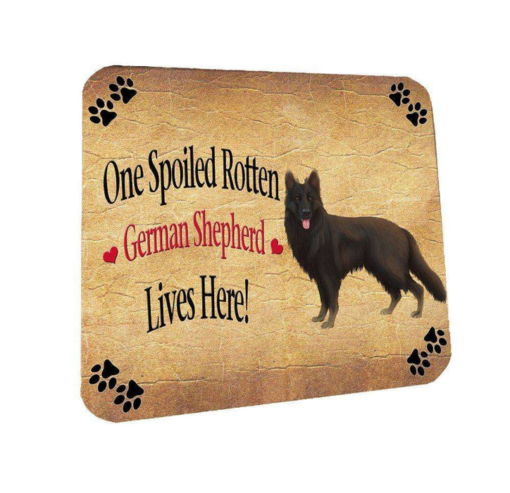 Black German Shepherd Spoiled Rotten Dog Coasters Set of 4