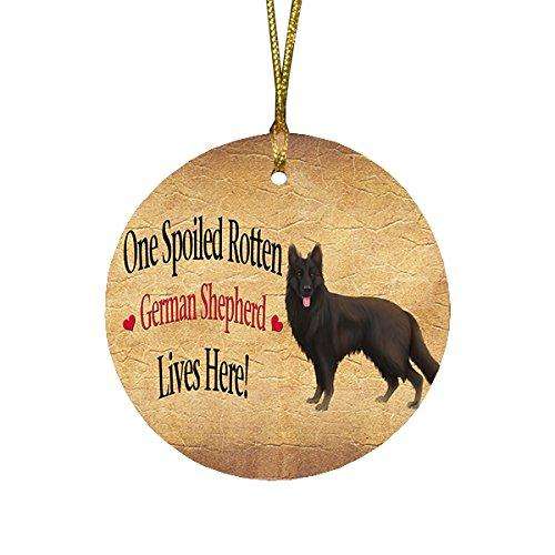 Black German Shepherd Spoiled Rotten Dog Round Christmas Ornament
