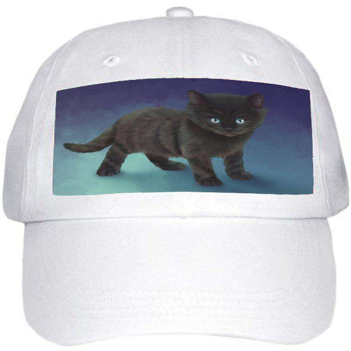 Black Kitten Cat Ball Hat Cap