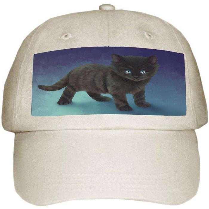 Black Kitten Cat Ball Hat Cap