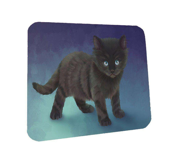 Black Kitten Cat Coasters Set of 4
