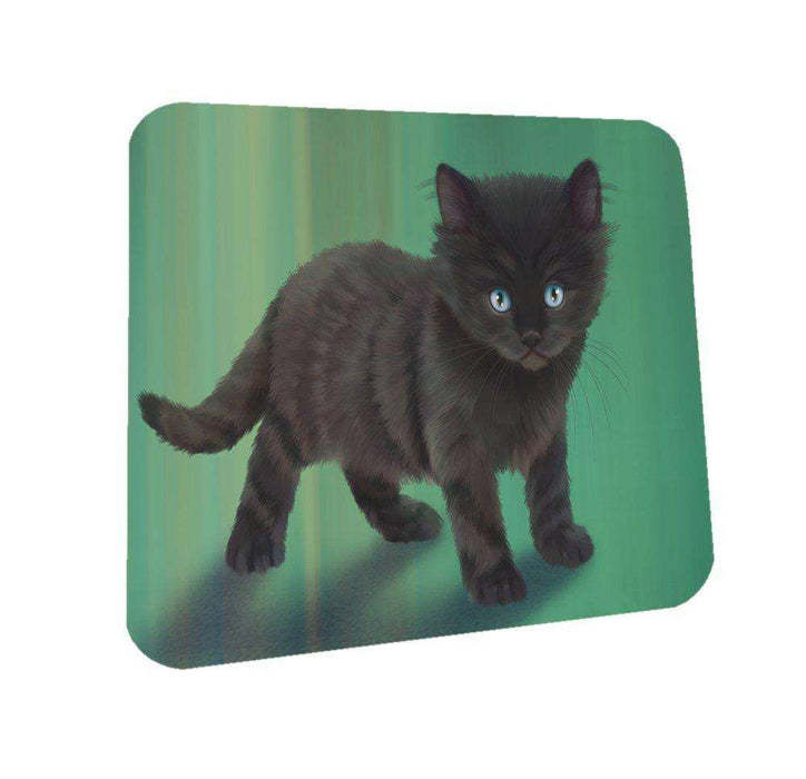 Black Kitten Cat Coasters Set of 4