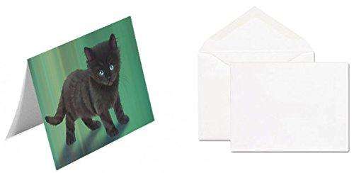 Black Kitten Cat Handmade Artwork Assorted Pets Greeting Cards and Note Cards with Envelopes for All Occasions and Holiday Seasons