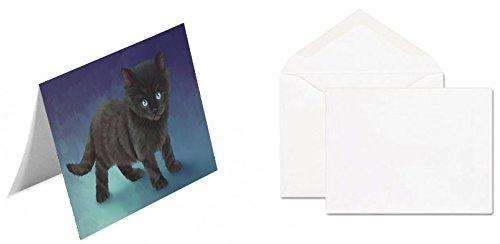 Black Kitten Cat Handmade Artwork Assorted Pets Greeting Cards and Note Cards with Envelopes for All Occasions and Holiday Seasons