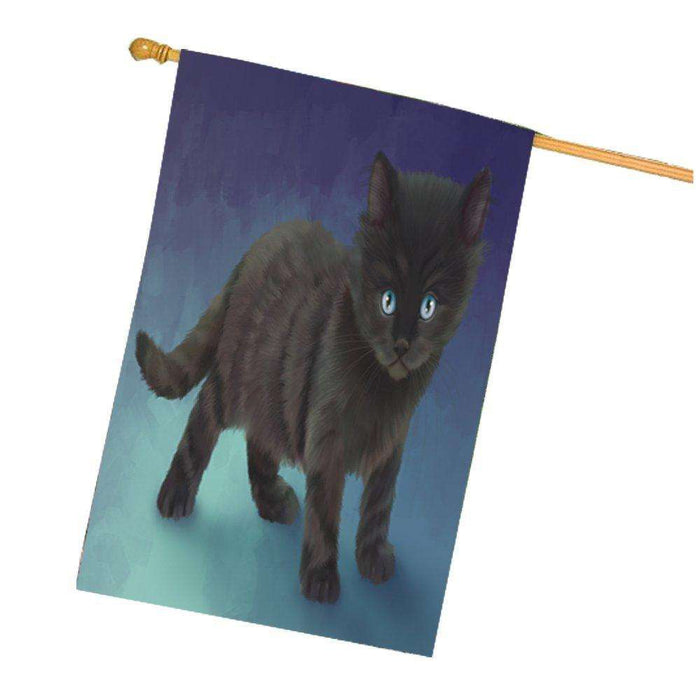 Black Kitten Cat House Flag