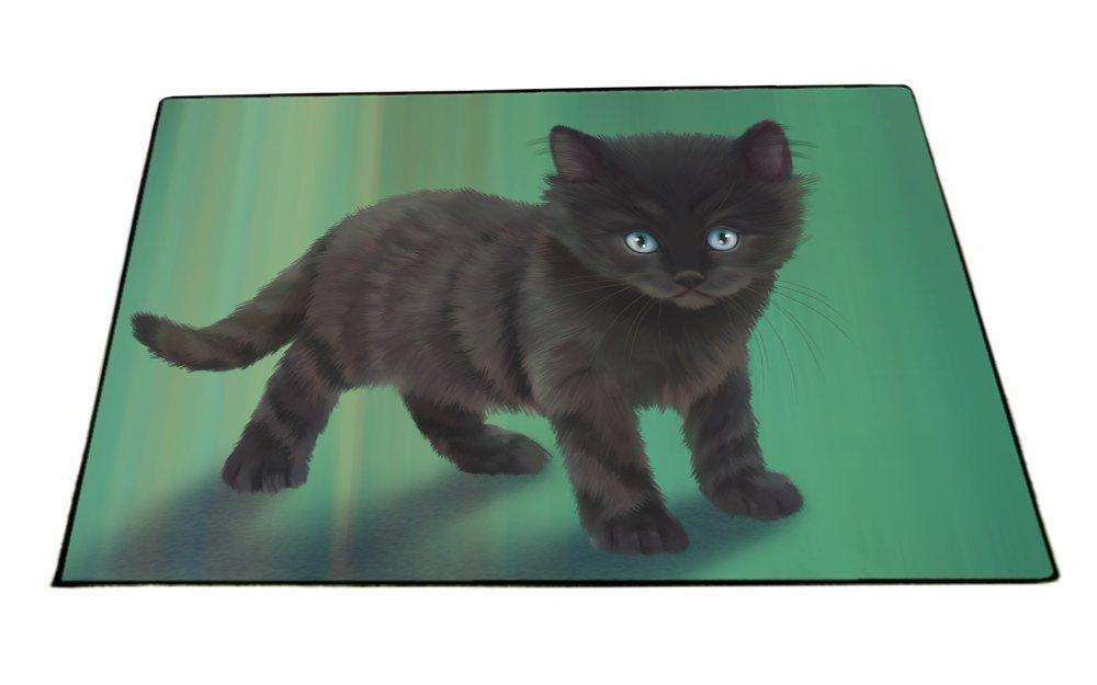 Black Kitten Cat Indoor/Outdoor Floormat