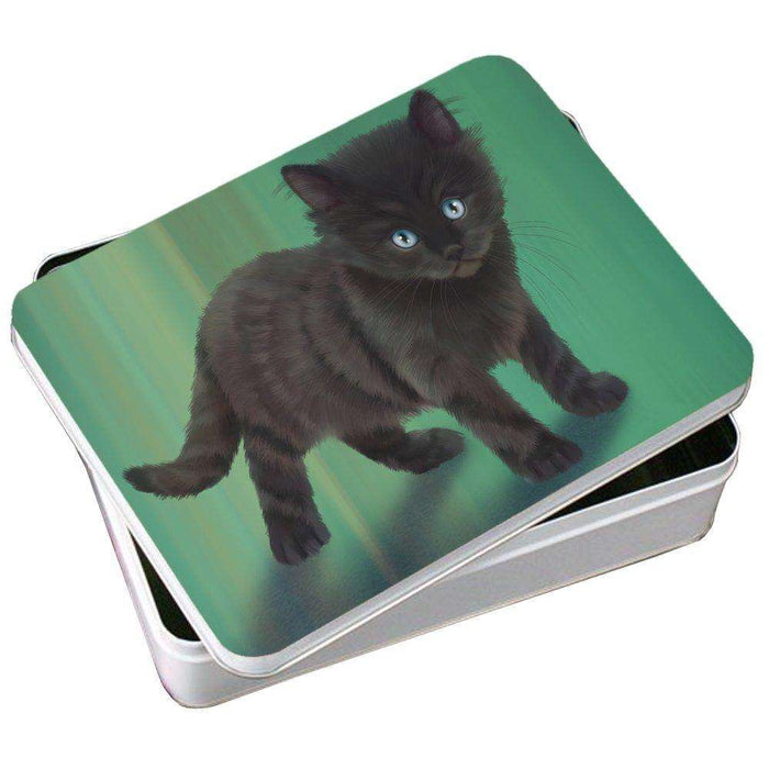 Black Kitten Cat Photo Tin