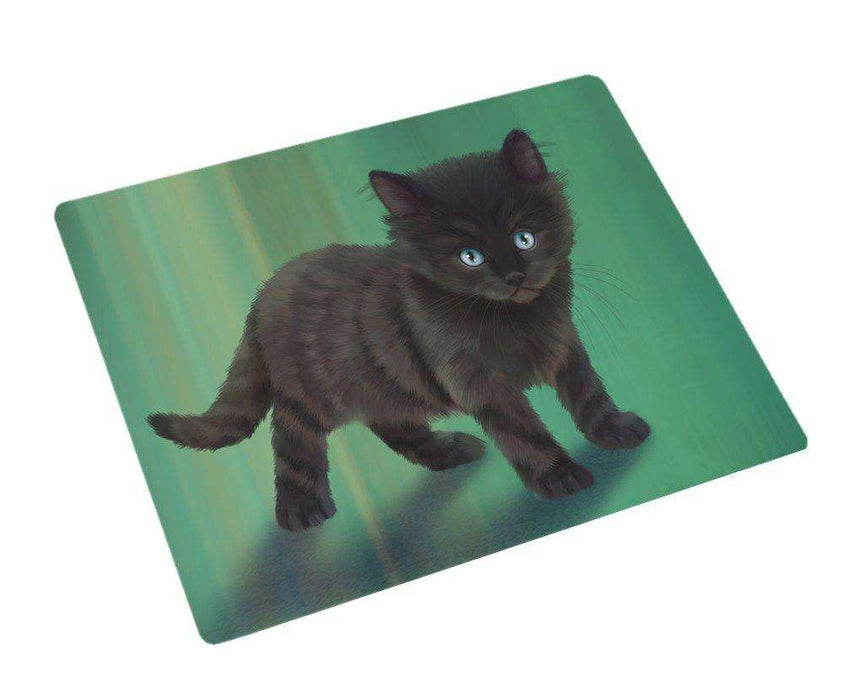 Black Kitten Cat Tempered Cutting Board