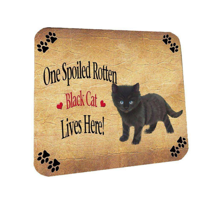 Black Kitten Spoiled Rotten Cat Coasters Set of 4
