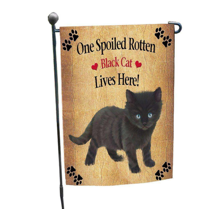 Black Kitten Spoiled Rotten Cat Garden Flag