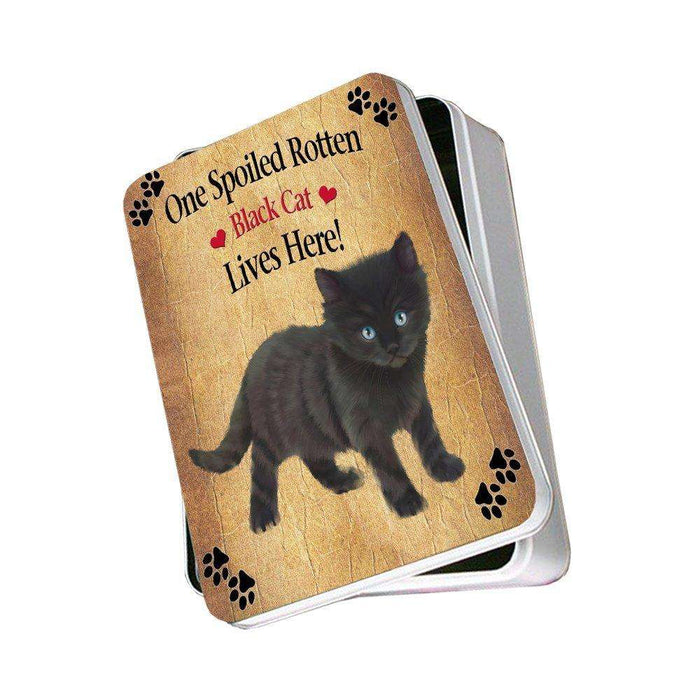 Black Kitten Spoiled Rotten Cat Photo Storage Tin