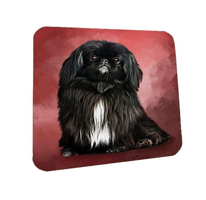 Black Pekingnes Dog Coasters Set of 4
