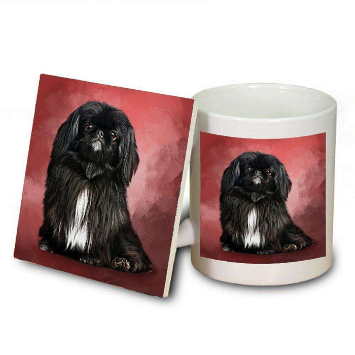 Black Pekingnes Dog Mug and Coaster Set